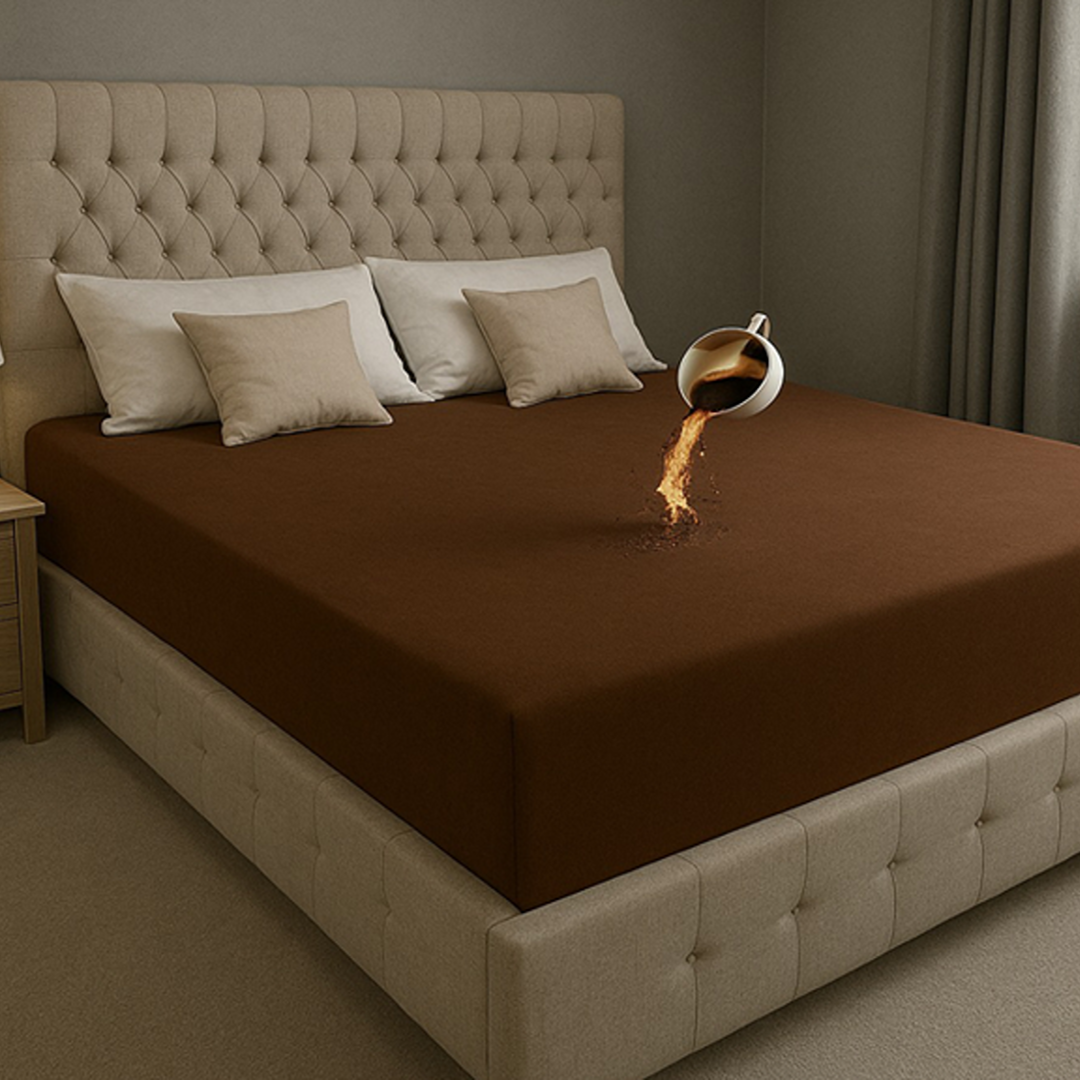 100% Waterproof Fitted Mattress Protector – Dustproof & Breathable Bed Cover (All Sizes) | In Brown Color