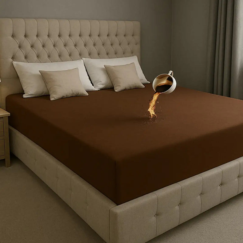 100% Waterproof Fitted Mattress Protector – Dustproof & Breathable Bed Cover (All Sizes) | In Brown Color