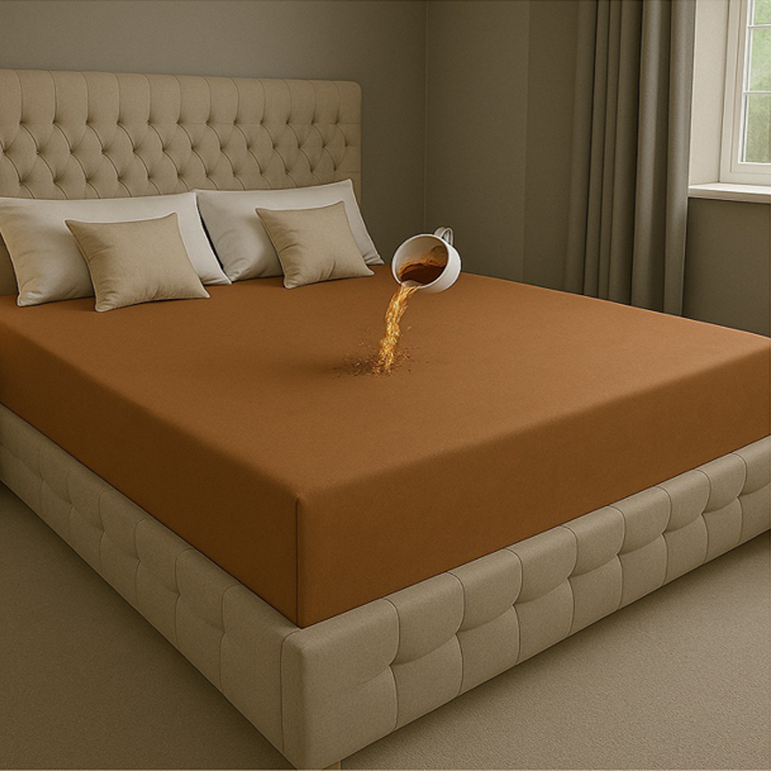 100% Waterproof Fitted Mattress Protector – Dustproof & Breathable Bed Cover (All Sizes) | In Copper Color