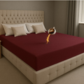 100% Waterproof Fitted Mattress Protector – Dustproof & Breathable Bed Cover (All Sizes) | In Mahroon Color